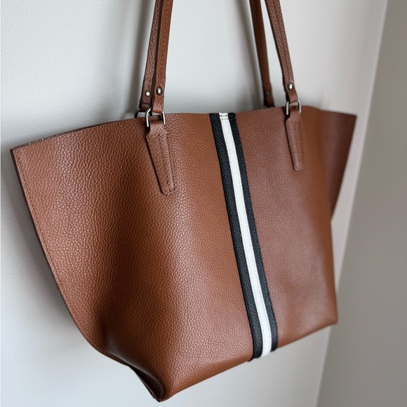 Botkier Hudson Stripe Tote Brown Leather - Picture 2 of 7